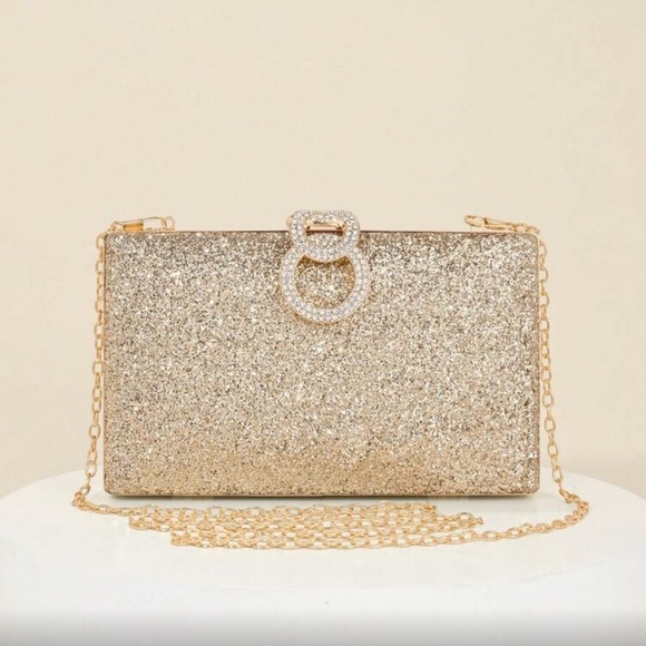 Luxurious gold rhinestone party evening wedding prom clutch box bag